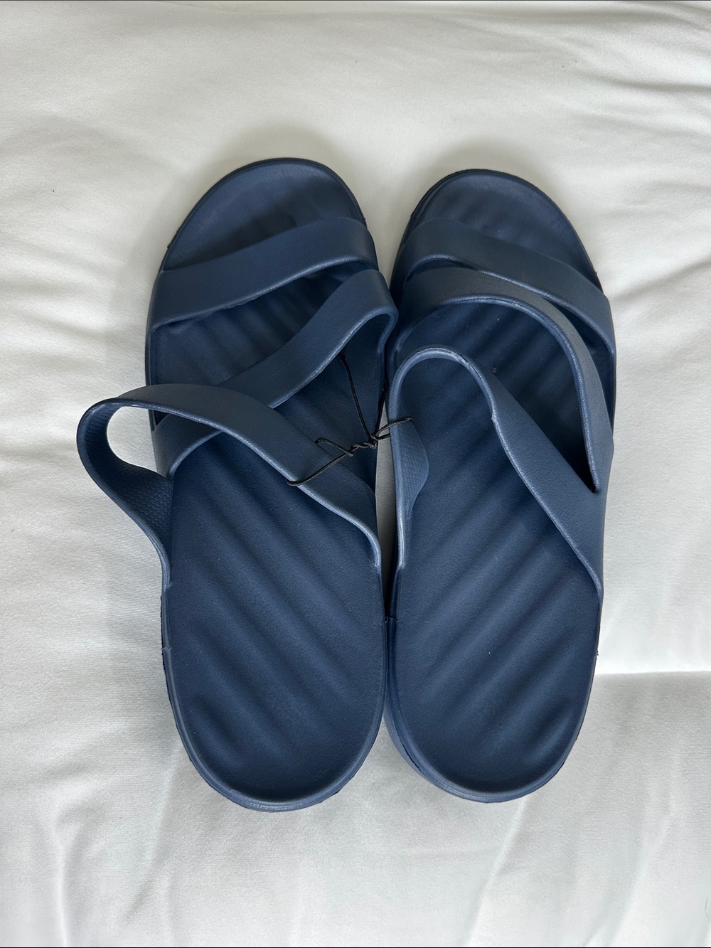 Women’s Croc-like Navy Blue Slip-On Sandals